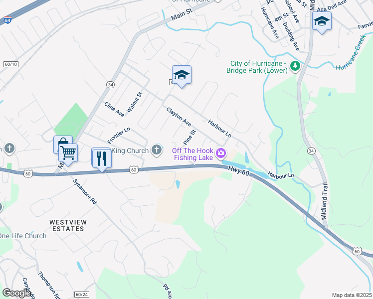 map of restaurants, bars, coffee shops, grocery stores, and more near 26 Pine Street in Hurricane