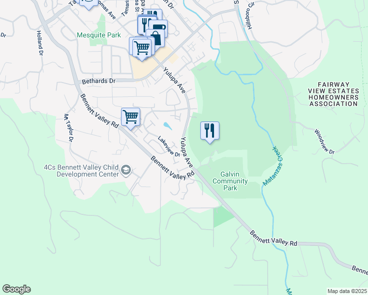 map of restaurants, bars, coffee shops, grocery stores, and more near 2728 Lakeview Drive in Santa Rosa