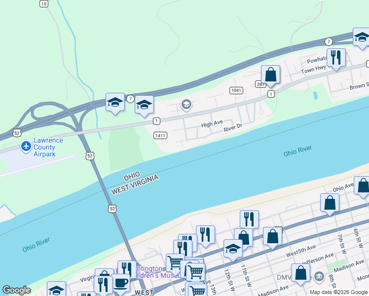 map of restaurants, bars, coffee shops, grocery stores, and more near 10 Pvt Dr 149 in Chesapeake