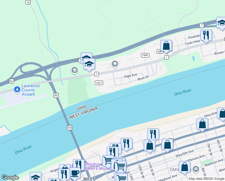 map of restaurants, bars, coffee shops, grocery stores, and more near 10 Pvt Dr 149 in Chesapeake
