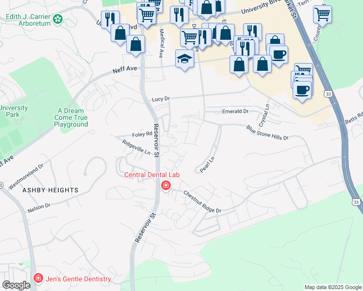 map of restaurants, bars, coffee shops, grocery stores, and more near 344 Sapphire Drive in Harrisonburg