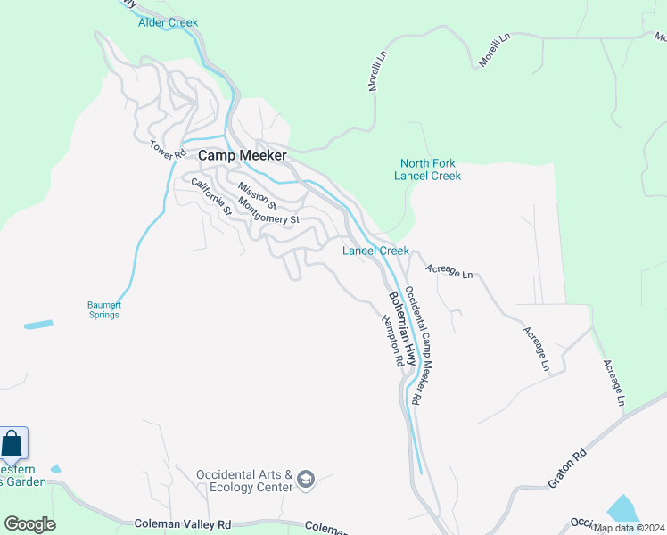 map of restaurants, bars, coffee shops, grocery stores, and more near 18 Hampton Road in Occidental