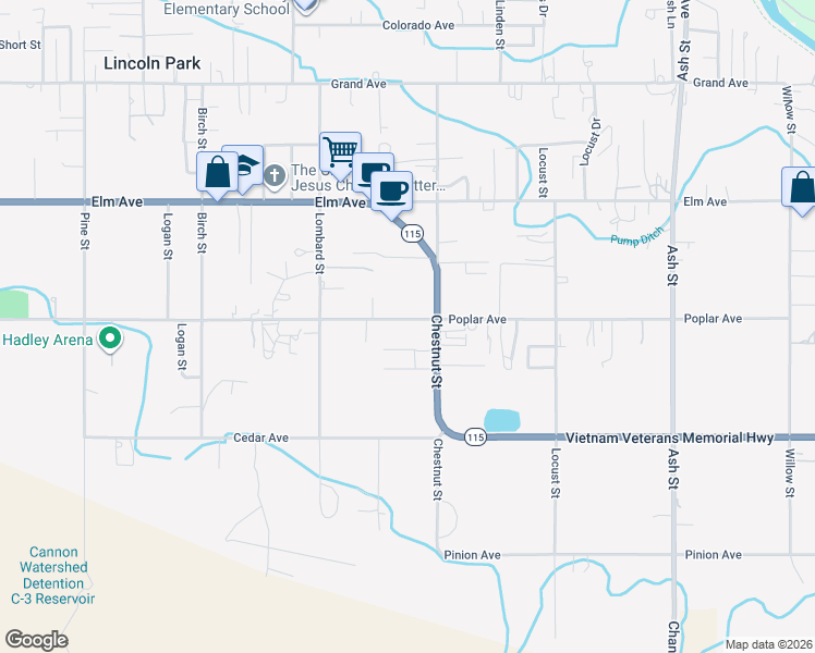 map of restaurants, bars, coffee shops, grocery stores, and more near 1544 Poplar Avenue in Cañon City