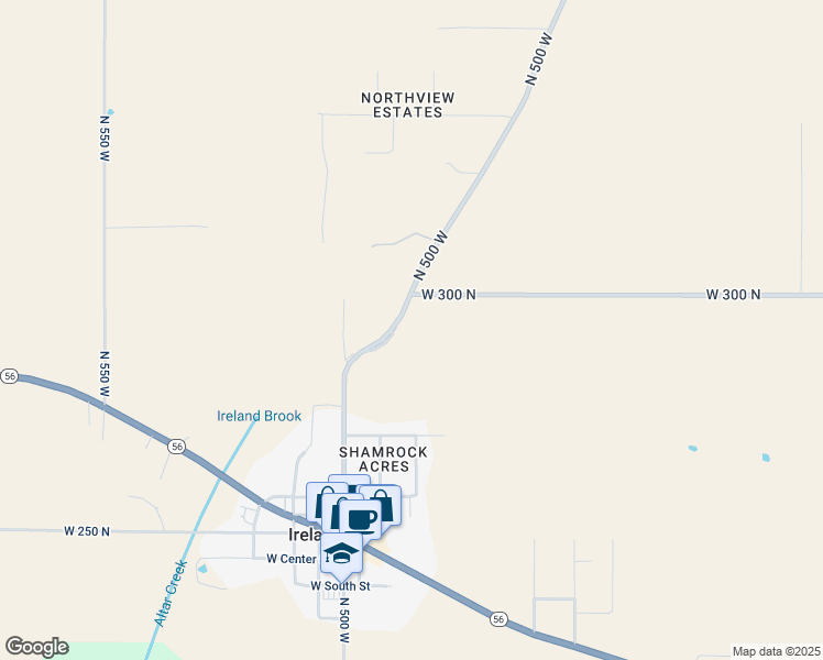 map of restaurants, bars, coffee shops, grocery stores, and more near 2956 North 500 West in Jasper