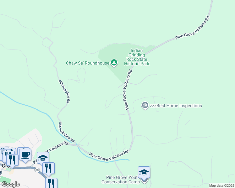 map of restaurants, bars, coffee shops, grocery stores, and more near 20695 Parkside Lane in Pine Grove