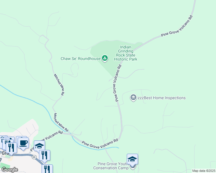 map of restaurants, bars, coffee shops, grocery stores, and more near 20695 Parkside Lane in Pine Grove