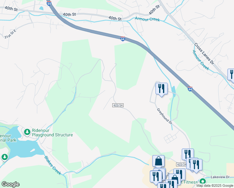 map of restaurants, bars, coffee shops, grocery stores, and more near 1052 Lakeview Drive in Charleston