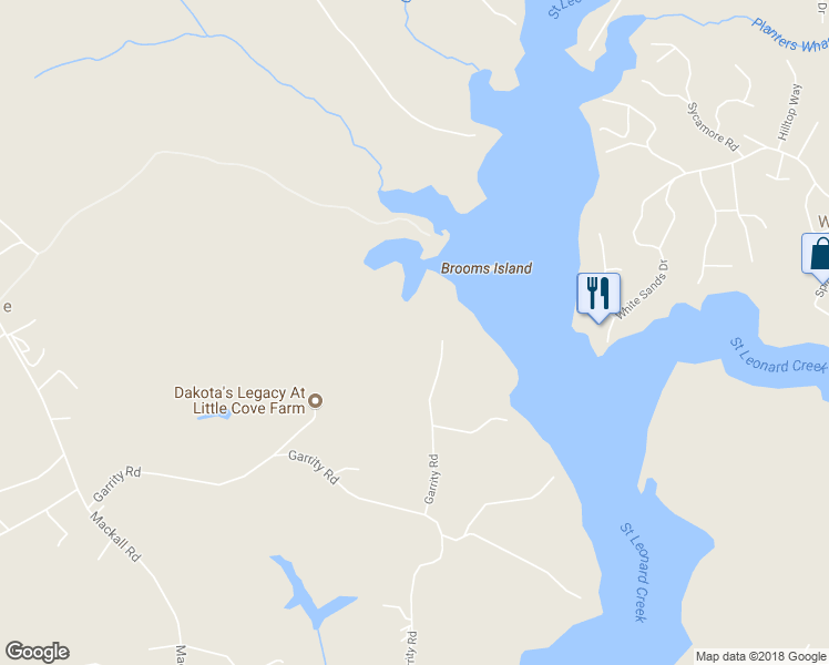 map of restaurants, bars, coffee shops, grocery stores, and more near 2359 Garrity Rd in Calvert