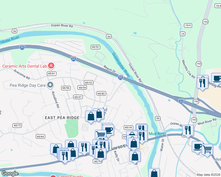 map of restaurants, bars, coffee shops, grocery stores, and more near 15 Garden Lane in Huntington