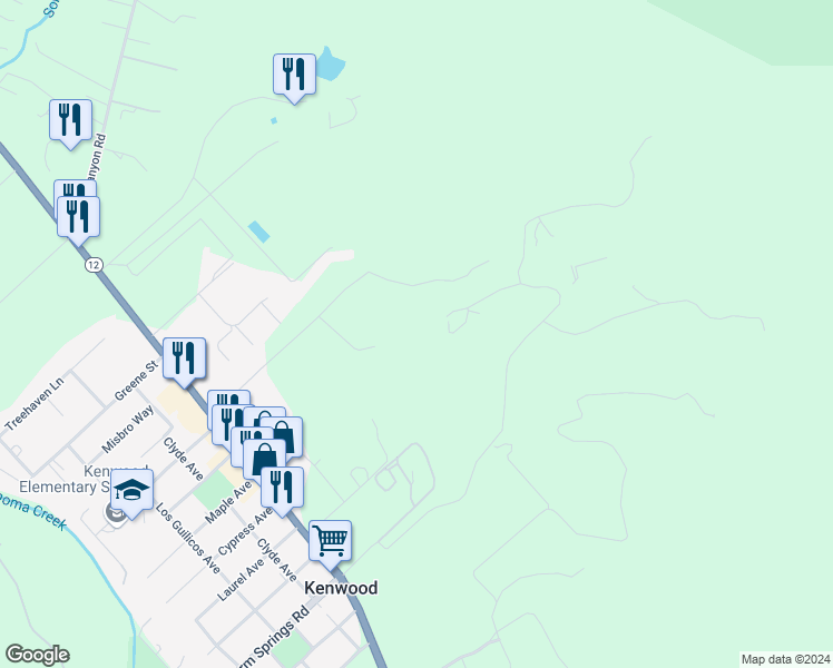 map of restaurants, bars, coffee shops, grocery stores, and more near in Kenwood