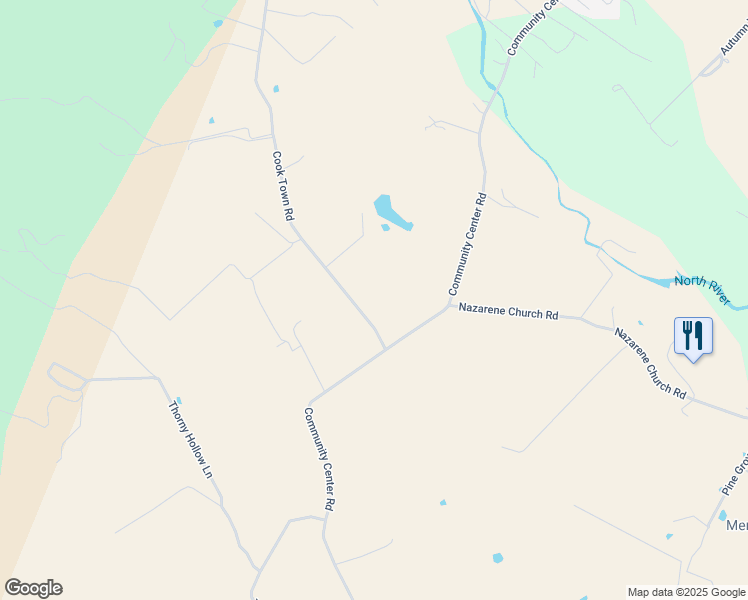 map of restaurants, bars, coffee shops, grocery stores, and more near 11009 Cook Town Road in Bridgewater