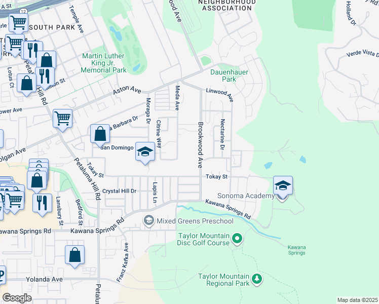 map of restaurants, bars, coffee shops, grocery stores, and more near 1846 Meda Avenue in Santa Rosa