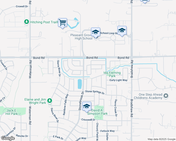 map of restaurants, bars, coffee shops, grocery stores, and more near 9255 Crystal Falls Way in Elk Grove