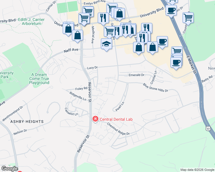 map of restaurants, bars, coffee shops, grocery stores, and more near 386 Blue Stone Hills Drive in Harrisonburg