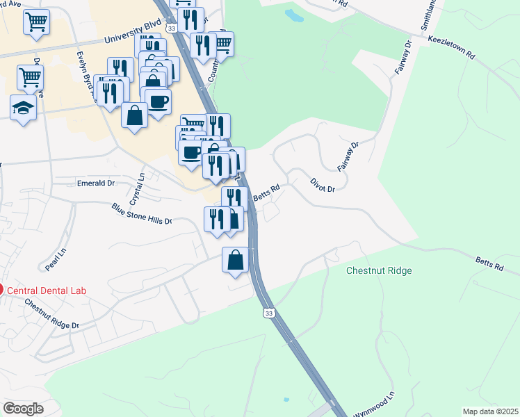 map of restaurants, bars, coffee shops, grocery stores, and more near 2378 Alston Circle in Harrisonburg