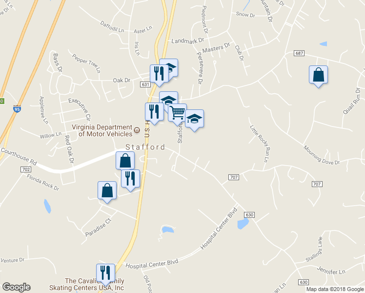 map of restaurants, bars, coffee shops, grocery stores, and more near 4 Stafford Avenue in Stafford