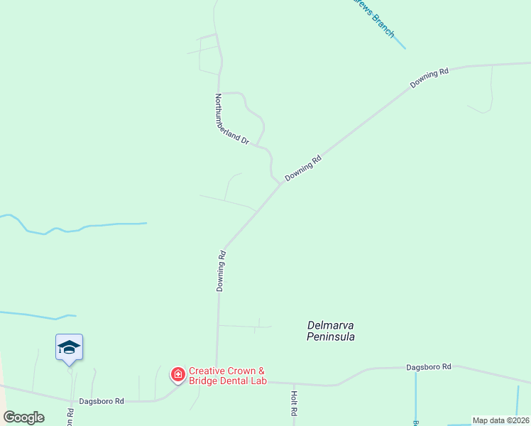 map of restaurants, bars, coffee shops, grocery stores, and more near 31939 Downing Road in Delmar