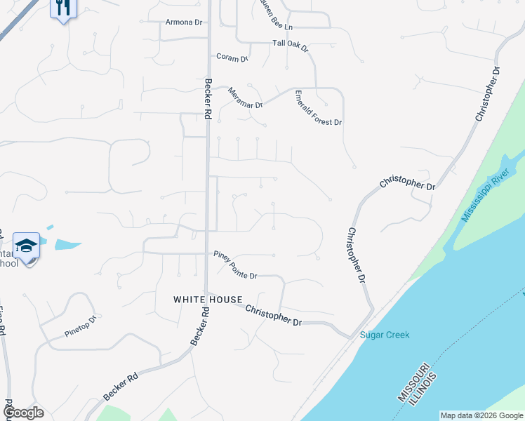map of restaurants, bars, coffee shops, grocery stores, and more near 7308 Summertime Court in St. Louis