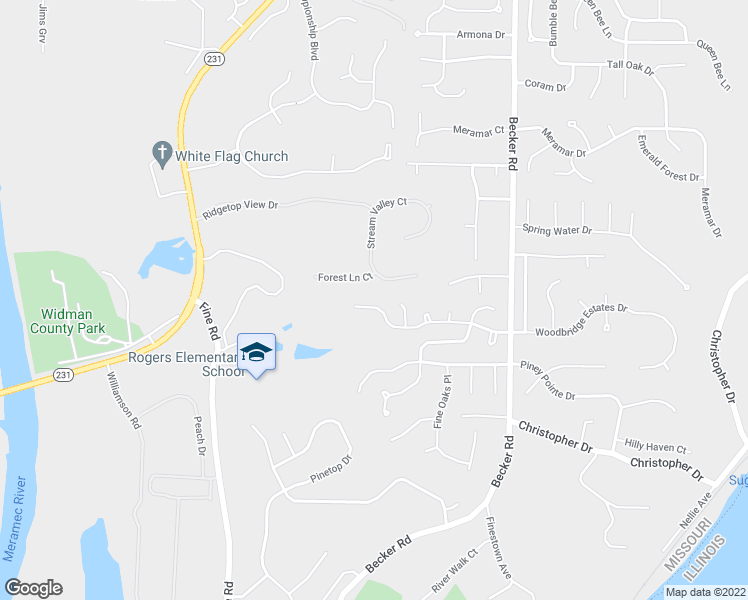 map of restaurants, bars, coffee shops, grocery stores, and more near 3147 Woodbridge Estates Drive in Saint Louis