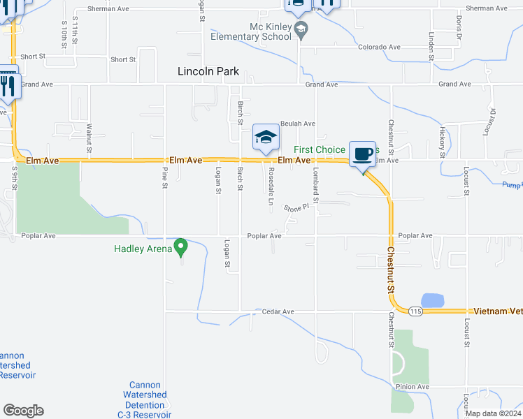 map of restaurants, bars, coffee shops, grocery stores, and more near 1534 Rosedale Lane in Cañon City