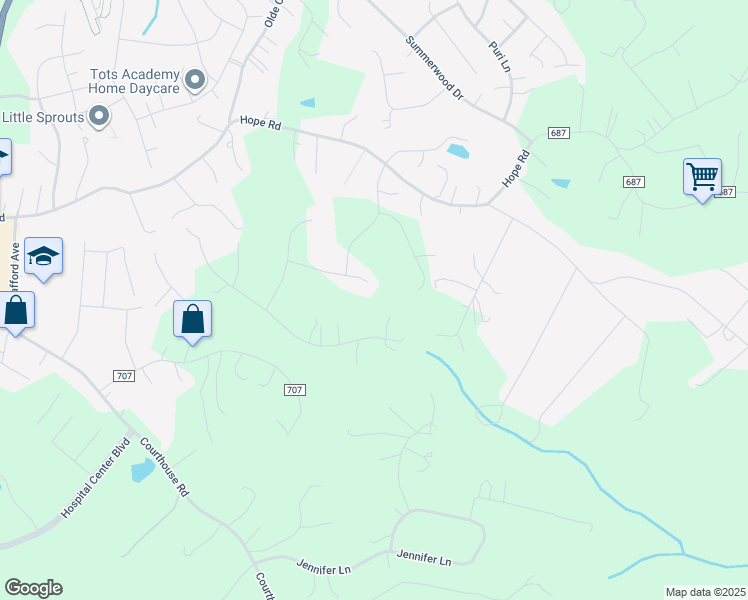 map of restaurants, bars, coffee shops, grocery stores, and more near 19 Bob White Ln in Stafford