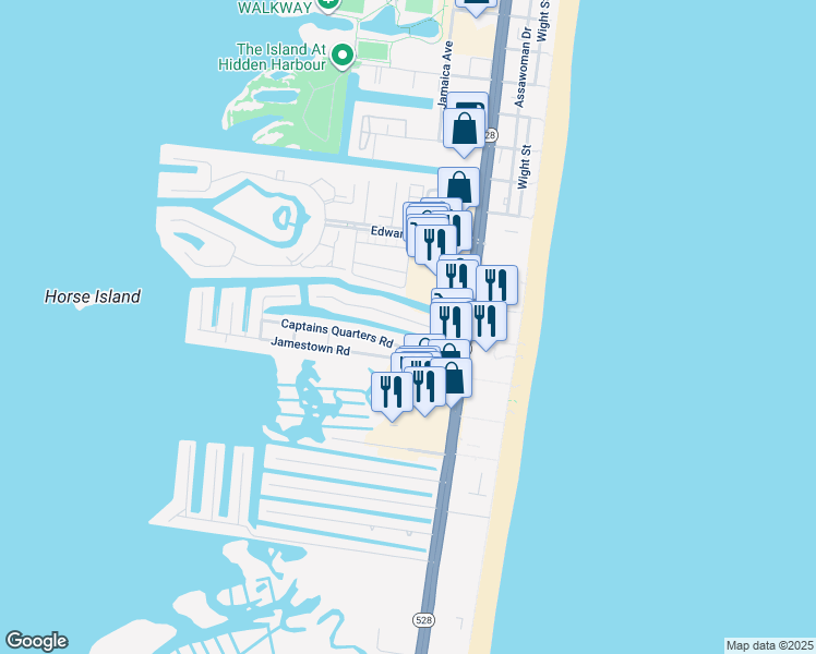 map of restaurants, bars, coffee shops, grocery stores, and more near 117 Newport Bay Drive in Ocean City
