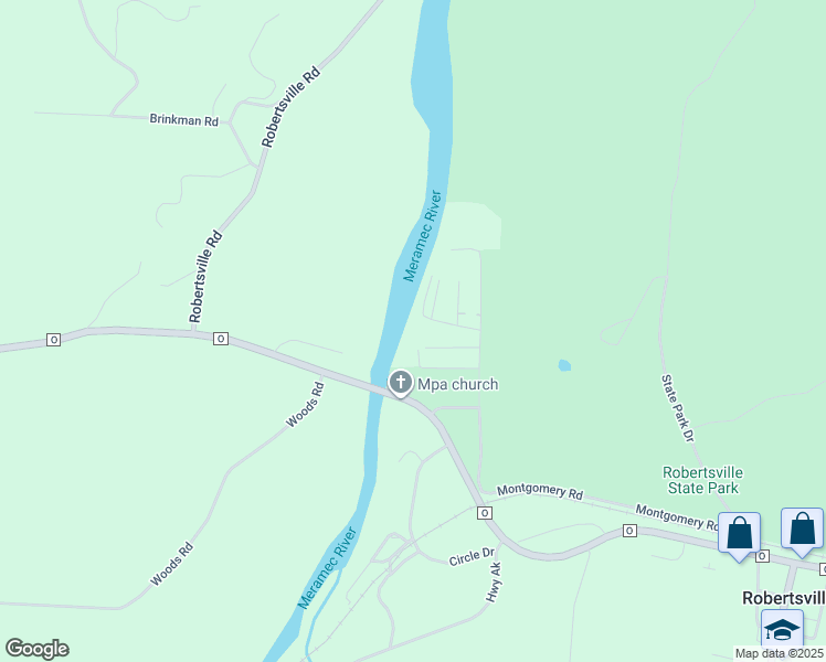 map of restaurants, bars, coffee shops, grocery stores, and more near 1925 1st Street in Robertsville