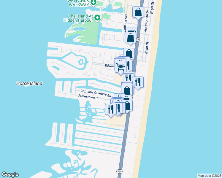 map of restaurants, bars, coffee shops, grocery stores, and more near 117 Newport Bay Drive in Ocean City