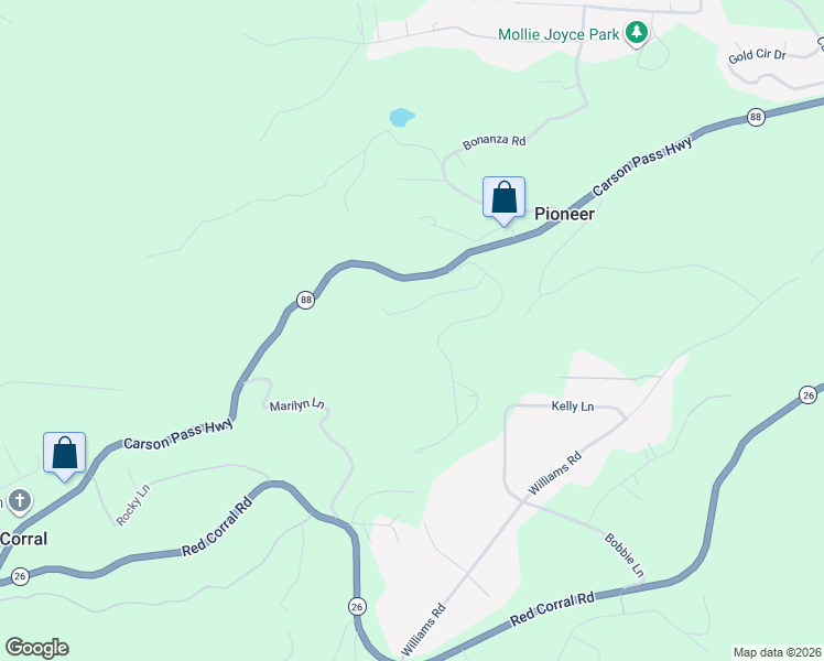 map of restaurants, bars, coffee shops, grocery stores, and more near 14825 Raven Road in Pioneer