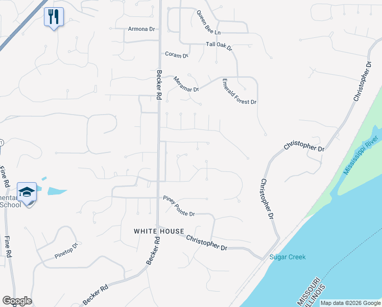 map of restaurants, bars, coffee shops, grocery stores, and more near 7308 Summertime Court in St. Louis