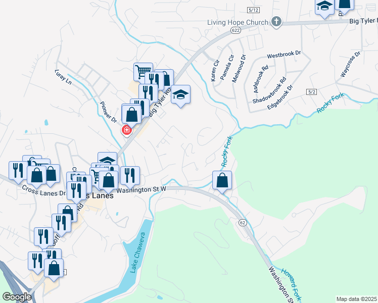 map of restaurants, bars, coffee shops, grocery stores, and more near 5132 Briar Road in Charleston