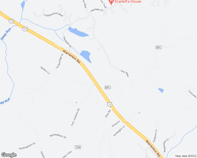 map of restaurants, bars, coffee shops, grocery stores, and more near 2818 Warrenton Road in Fredericksburg