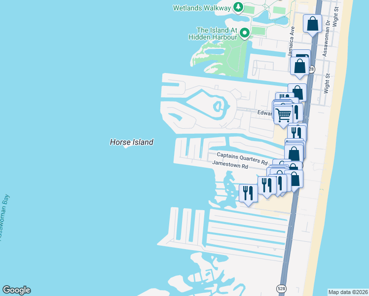 map of restaurants, bars, coffee shops, grocery stores, and more near 11614 Shipwreck Road in Ocean City