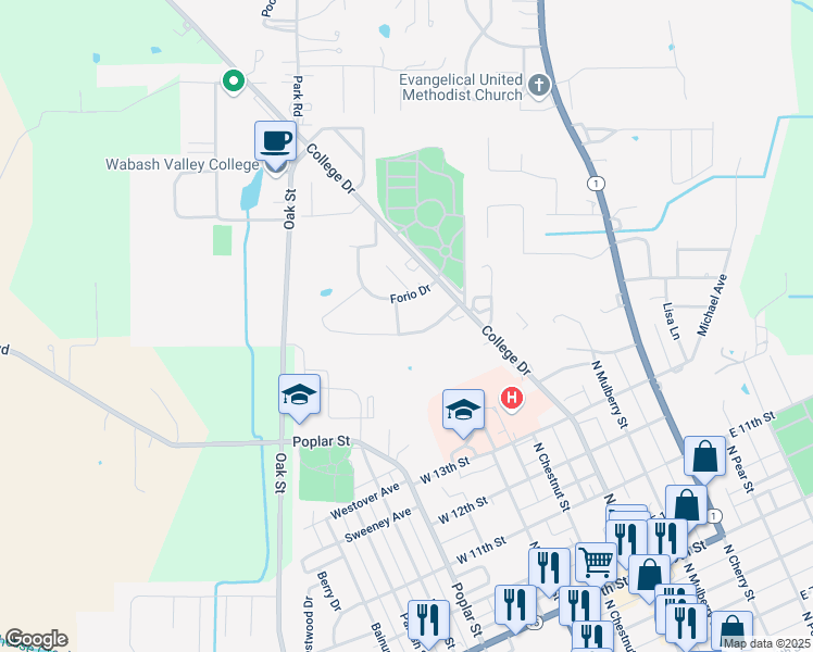 map of restaurants, bars, coffee shops, grocery stores, and more near 101-199 Perry Street in Mount Carmel