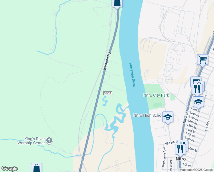 map of restaurants, bars, coffee shops, grocery stores, and more near 648 Winfield Road in Saint Albans