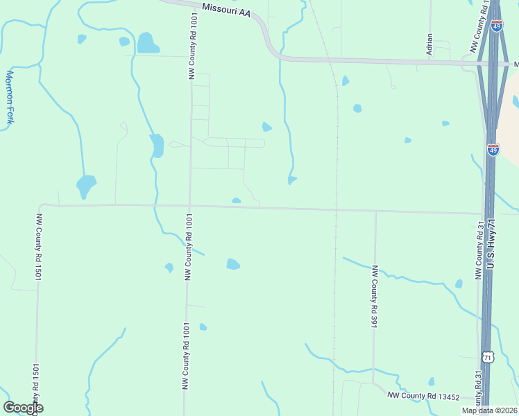 map of restaurants, bars, coffee shops, grocery stores, and more near Northwest County Road East in Bates County