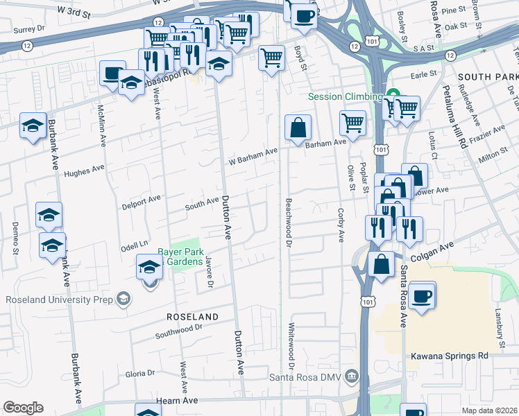 map of restaurants, bars, coffee shops, grocery stores, and more near 139 Cherie Way in Santa Rosa