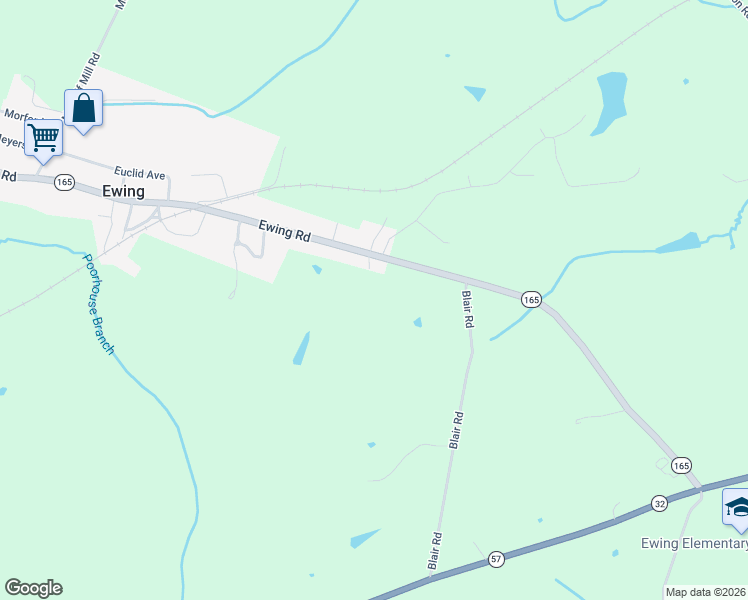 map of restaurants, bars, coffee shops, grocery stores, and more near 979 Ewing Road in Ewing