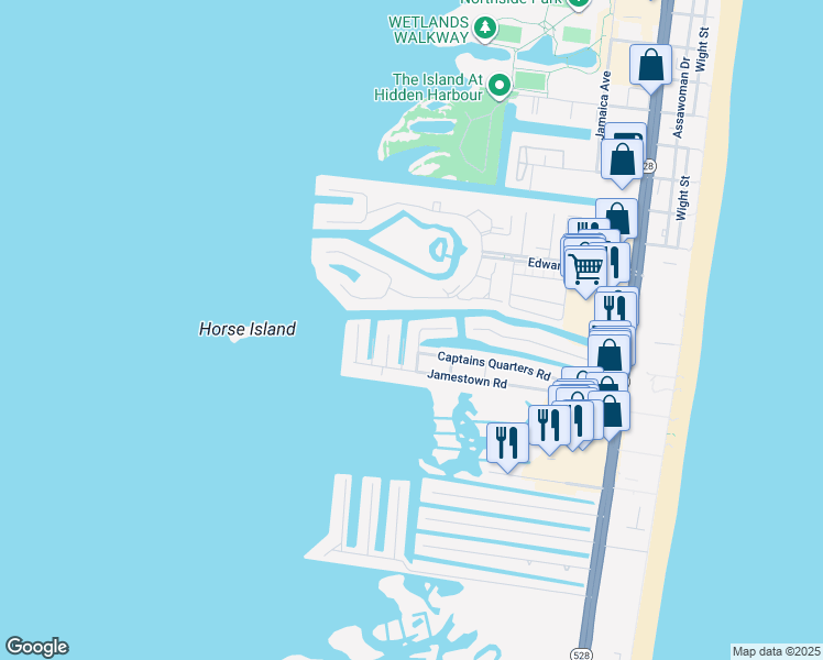 map of restaurants, bars, coffee shops, grocery stores, and more near 212E Windward Drive in Ocean City