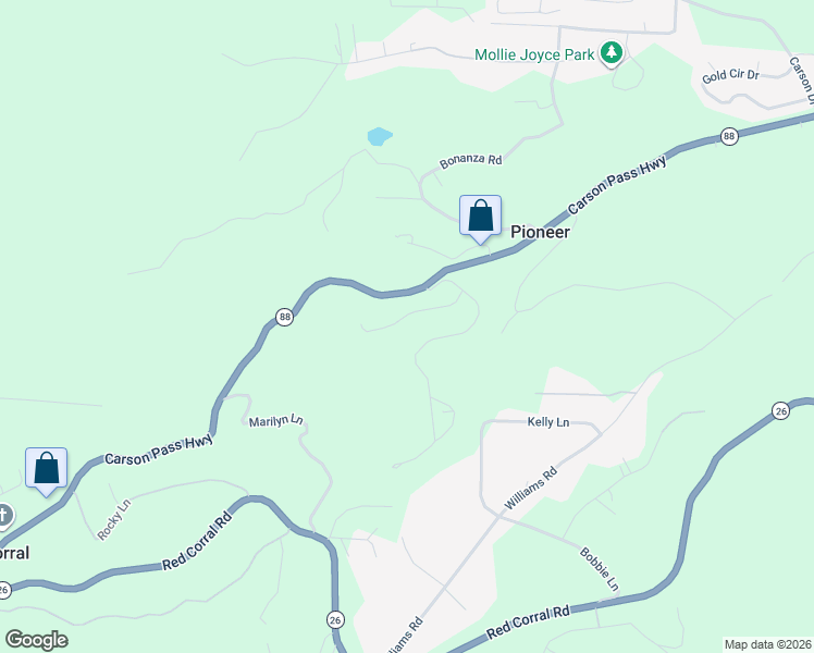 map of restaurants, bars, coffee shops, grocery stores, and more near 23456 Robin Road in Pioneer