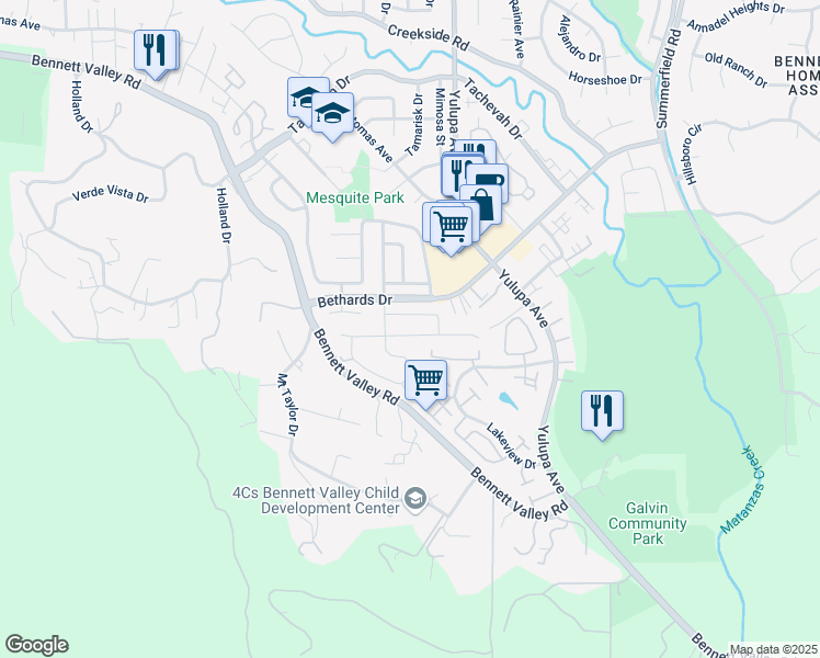map of restaurants, bars, coffee shops, grocery stores, and more near 2237 Warwick Drive in Santa Rosa