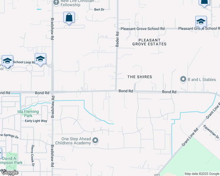map of restaurants, bars, coffee shops, grocery stores, and more near 9194 Bader Road in Elk Grove