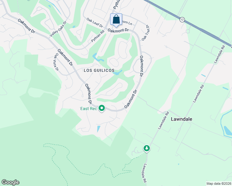 map of restaurants, bars, coffee shops, grocery stores, and more near 365 Singing Brook Circle in Santa Rosa