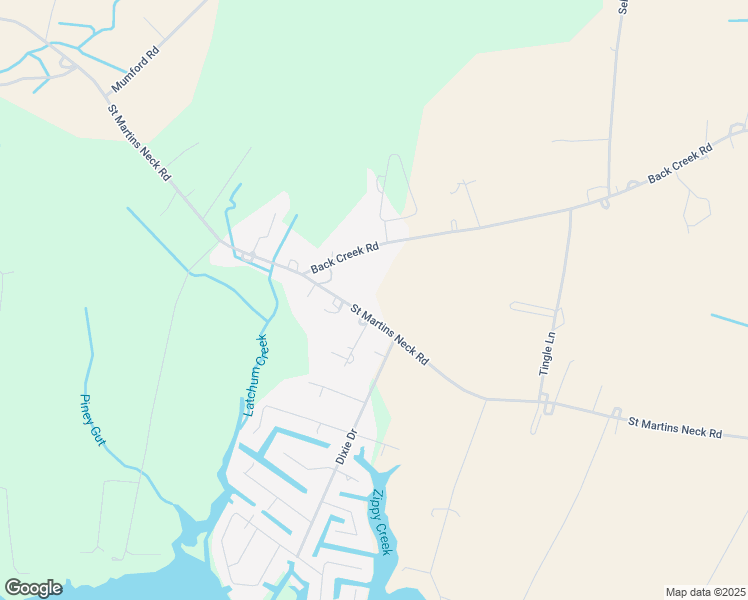 map of restaurants, bars, coffee shops, grocery stores, and more near 11317 Saint Martins Neck Road in Bishopville