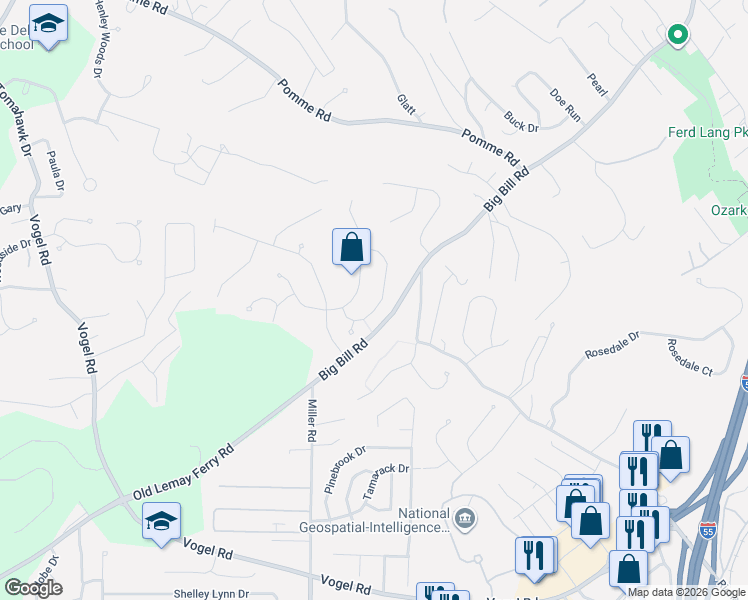 map of restaurants, bars, coffee shops, grocery stores, and more near 2364 Tribute Drive in Arnold