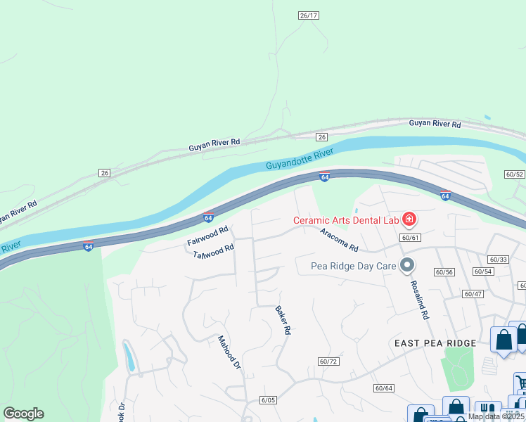 map of restaurants, bars, coffee shops, grocery stores, and more near 6803 Riverlick Avenue in Huntington