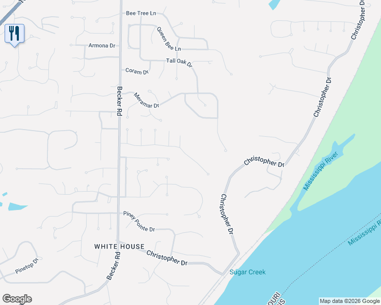 map of restaurants, bars, coffee shops, grocery stores, and more near 2847 Spring Water Drive in St. Louis