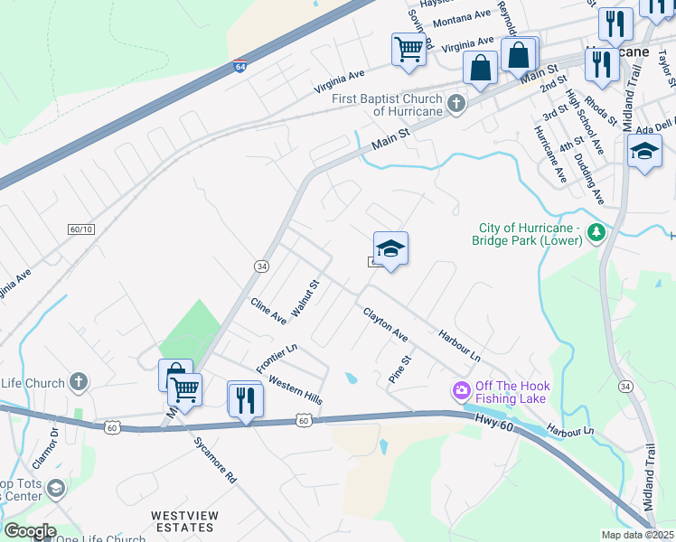 map of restaurants, bars, coffee shops, grocery stores, and more near 188 Clayton Avenue in Hurricane