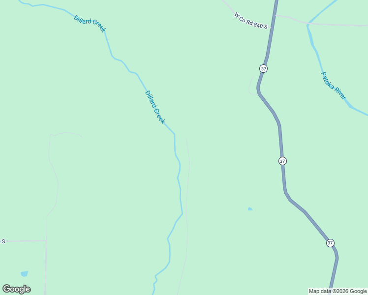 map of restaurants, bars, coffee shops, grocery stores, and more near 9400 South County Road 50 West in Paoli
