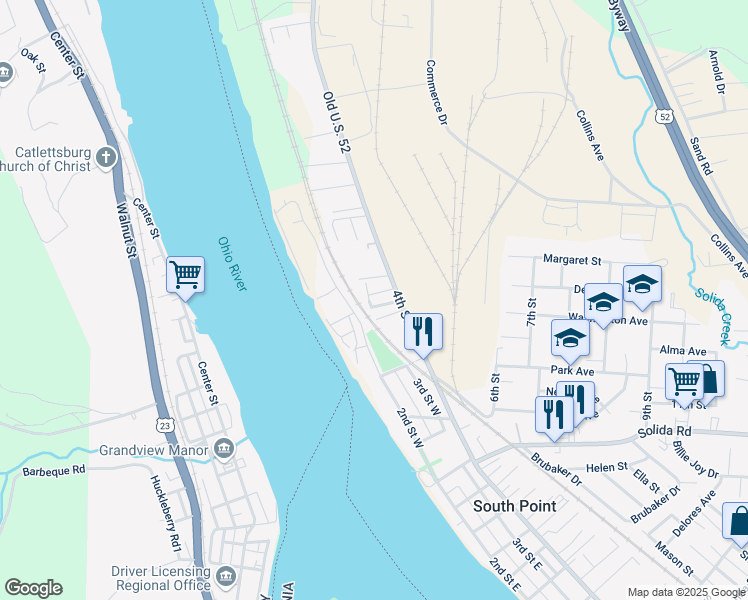 map of restaurants, bars, coffee shops, grocery stores, and more near 509 Sharon Court in South Point